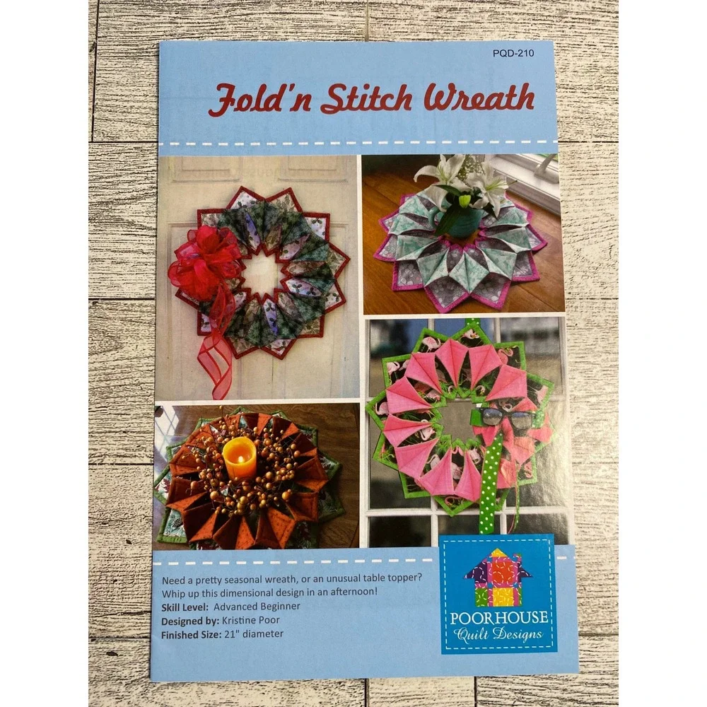 Fold'n Stitch‎ Wreath  2015 Quilting Pattern PQD-210 Table Topper